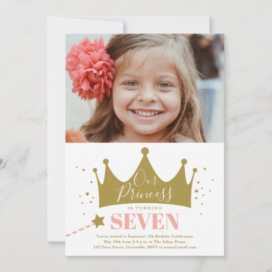 Roze Prinsessen Verjaardagsfeestje Kaart (Voorkant)