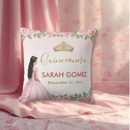 Roze Prinsessenjurk Gouden Tiara Quinceañera Kussen