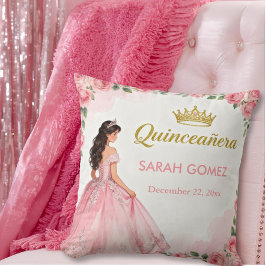 Roze Prinsessenjurk Gouden Tiara Quinceañera Kussen