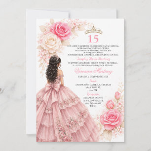 Roze Prinsessenjurk Sweet 15 Elegante Roze Goud Kaart