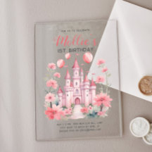 Roze Prinsessenkasteel Meisje 1e Verjaardag