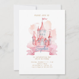 Roze Prinsessenkasteel Meisje Verjaardag  Kaart