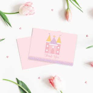 Roze Prinsessenkasteel Meisjes Verjaardagsfeestje Notitiekaartje