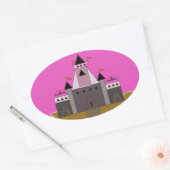 Roze Prinsessenkasteel Ovale Sticker (Envelop)