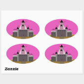 Roze Prinsessenkasteel Ovale Sticker (Vel)