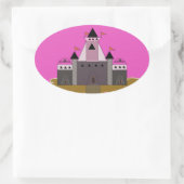Roze Prinsessenkasteel Ovale Sticker (Tas)