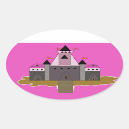 Roze Prinsessenkasteel Ovale Sticker