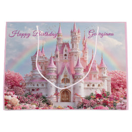 Roze Prinsessenkasteel Regenboog Wolken Groot Cadeauzakje