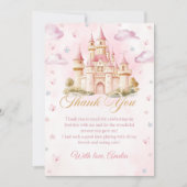 Roze Prinsessenkasteel Verjaardag Dank Je Kaart (Voorkant)