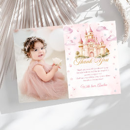Roze Prinsessenkasteel Verjaardag Foto Bedankt Kaa