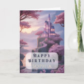 Roze Prinsessenkasteel Verjaardag Kaart (Voorkant)