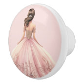 Roze prinsessenmeisje keramische knop (Rechts)