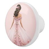 Roze prinsessenmeisje keramische knop (Rechts)
