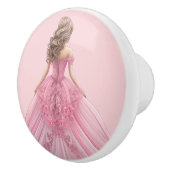 Roze prinsessenmeisje keramische knop (Rechts)