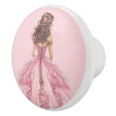 Roze prinsessenmeisje keramische knop (Rechts)