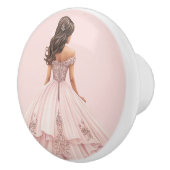 Roze prinsessenmeisje keramische knop (Rechts)