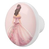 Roze prinsessenmeisje keramische knop (Rechts)
