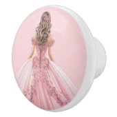 Roze prinsessenmeisje keramische knop (Rechts)