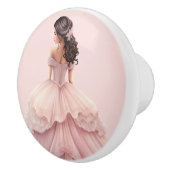 Roze prinsessenmeisje keramische knop (Rechts)
