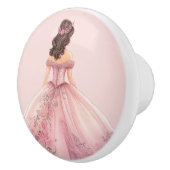 Roze prinsessenmeisje keramische knop (Rechts)