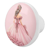 Roze prinsessenmeisje keramische knop (Rechts)