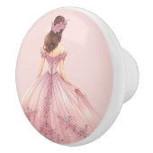 Roze prinsessenmeisje keramische knop (Rechts)