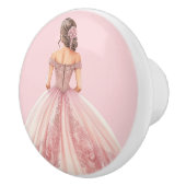 Roze prinsessenmeisje keramische knop (Rechts)