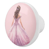 Roze prinsessenmeisje keramische knop (Rechts)