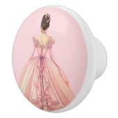 Roze prinsessenmeisje keramische knop (Rechts)