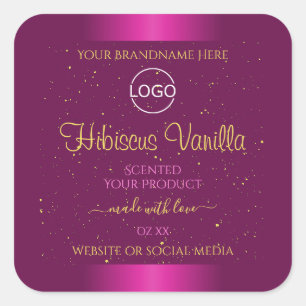 Roze productlabels Gold Soft Glitter Logo Vierkante Sticker