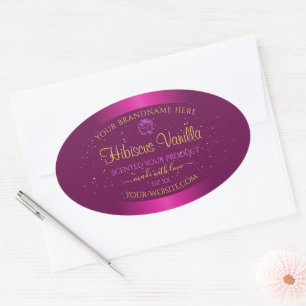 Roze productlabels Gold Soft Glitter Roos Grafisch Ovale Sticker