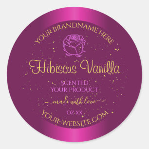 Roze productlabels Gold Soft Glitter Roos Grafisch Ronde Sticker