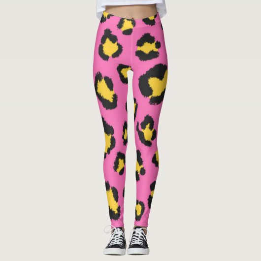 Roze proefdier Cheetah Leopard gepotteerd Leggings (Voorkant)