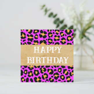 Roze proefdier - Happy Birthday - leeg binnenin Feestdagenkaart