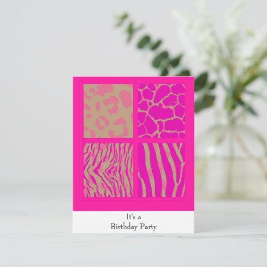 Roze proefdieren uitnodiging (Staand voorkant)