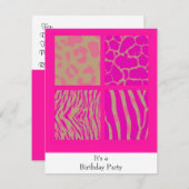 Roze proefdieren uitnodiging (Voorkant / Achterkant)