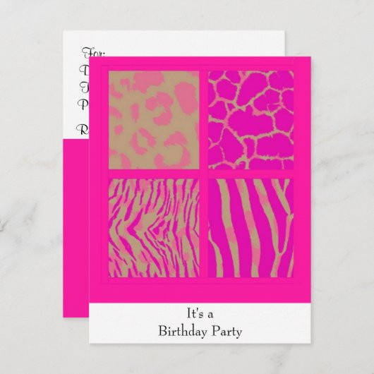 Roze proefdieren uitnodiging (Voorkant / Achterkant)