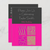 Roze proefdieren uitnodiging voor geboorte (Voorkant / Achterkant)