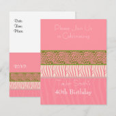 Roze proefdieren uitnodiging voor geboorte (Voorkant / Achterkant)