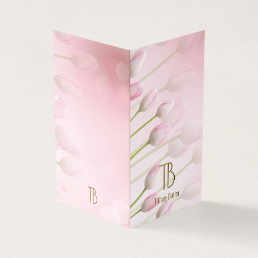 Roze Professional Elegant Monogram Visitekaartje (Buitenkant)