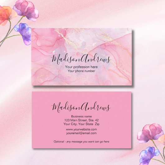 Roze Professioneel Elegant Stijlvol Visitekaartje