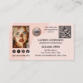 Roze Professioneel Fotoportfolio Schoonheid Visitekaartje (Achterkant)