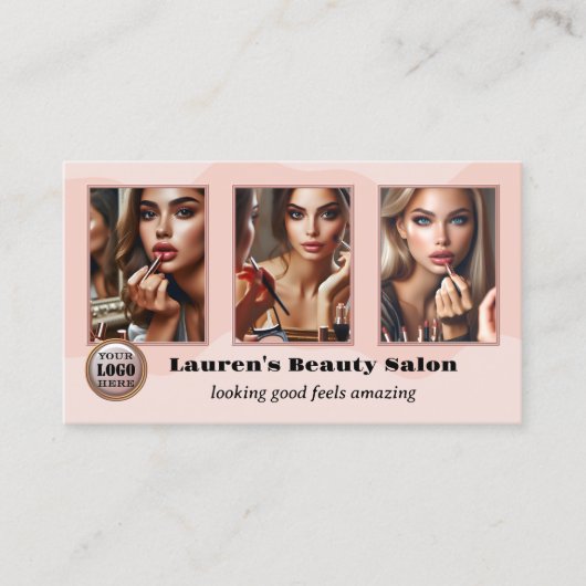 Roze Professioneel Fotoportfolio Schoonheid Visitekaartje (Voorkant)