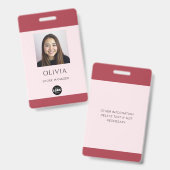 Roze professioneel logo voor kleine bedrijven badge (Voor- en achterkant)