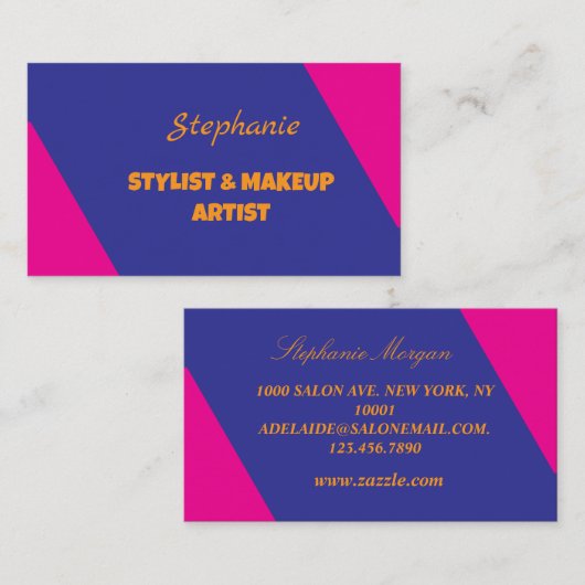 Roze Professioneel Modern Monogram Visitekaartje (Voorkant / Achterkant)