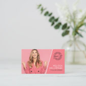 Roze Professionele Foto QR-code Uw Logo Visitekaartje (Staand voorkant)