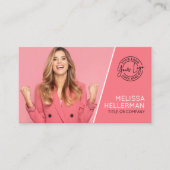 Roze Professionele Foto QR-code Uw Logo Visitekaartje (Voorkant)
