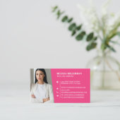 Roze Professionele Foto Visitekaartje (Staand voorkant)