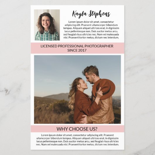 Roze Professionele Fotograaf Uw Logo Flyer (Achterkant)