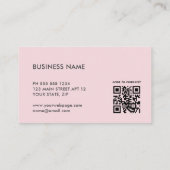 Roze Professionele Logo QR Code Zakelijke Kaart Visitekaartje (Achterkant)